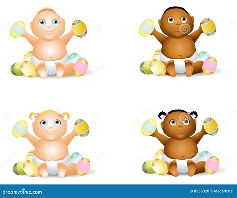 Cartoon Babies With Easter Eggs Stock Illustration Illustration Of