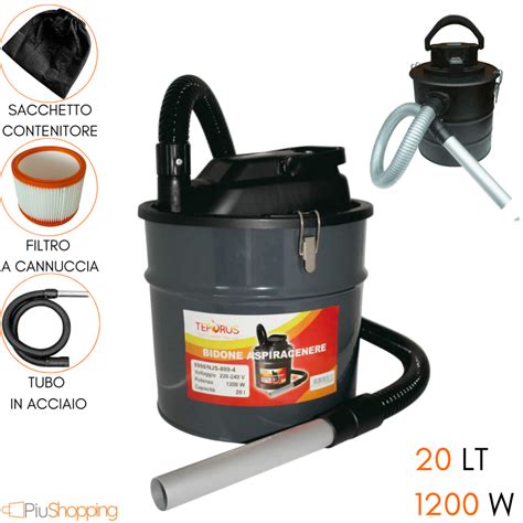 Bidone Aspiracenere Elettrico 20LT 1200W Per Camini E Stufe Leroy