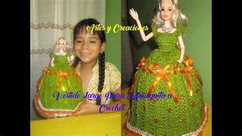 VESTIDO LARGO PARA MUÑEQUITA TEJIDA A CROCHET YouTube