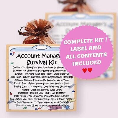 Account Manager Survival Kit Fun Novelty Keepsake Gift Greetings