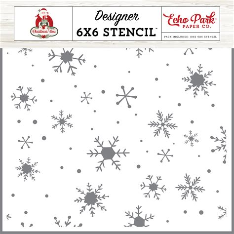 Christmas Time Snowy Night Snowflakes Stencil Echo Park Paper Co