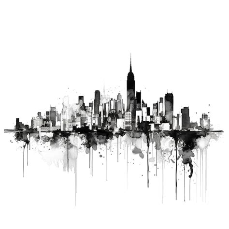 Premium AI Image City Skyline Drawing Black And White Sketch