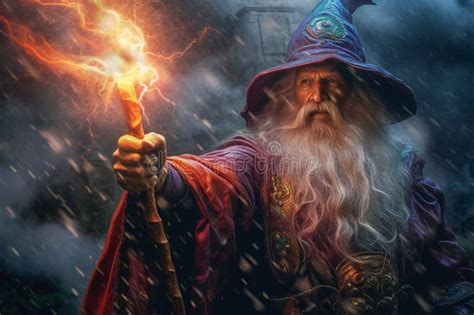 Wizzard Doing Magic Illustration Of A Wizard Immersed In The Act Of