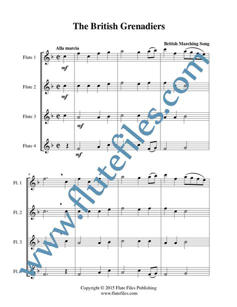 The British Grenadiers Flute Quartet Flute Files Publishing