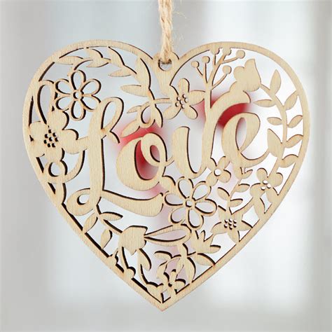 Laser Cut Wood Heart Cutout Ornament Valentine S Day Holiday Crafts