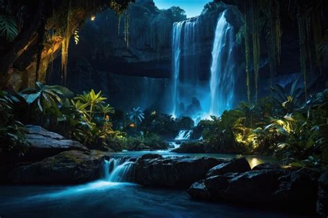 Premium Photo Mystical Waterfall In Tropical Forest