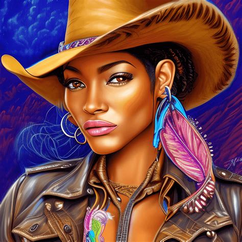 3d Abstract Portrait Of Stunning Brown Skin Cowgirl · Creative Fabrica