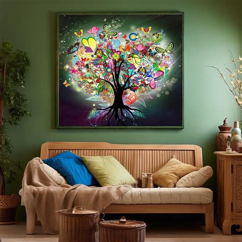 Tableau Design Arbre De Vie Multicolore 100 X 100 Cm Tableau Arbre