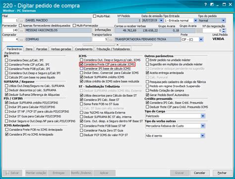 WINT Como Considerar O Valor Do Frete CIF Para Base ICMS Na Rotina