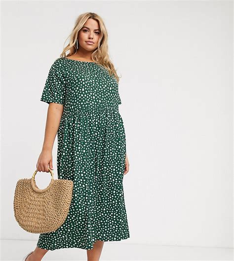 Wednesdays Girl Curve Midi Smock Dress In Smudge Spot Print Shopstyle