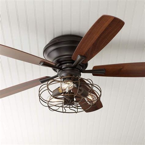 Oil Rubbed Bronze Ceiling Fan With Light Flush Mount Hisaw Kishaba99