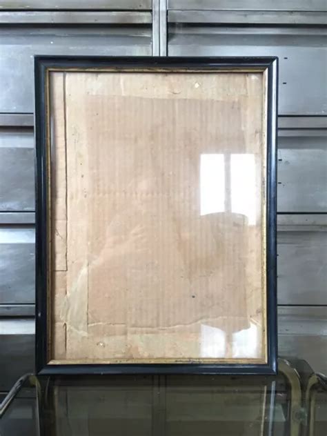 NAPOLÉON III GRAND Cadre Ancien Bois Noirci Doré Verre Soufflé XIXème