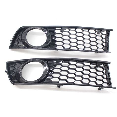 Pair Front Bumper Honeycomb Fog Light Grille Grill Cover For AUDI A4 B6