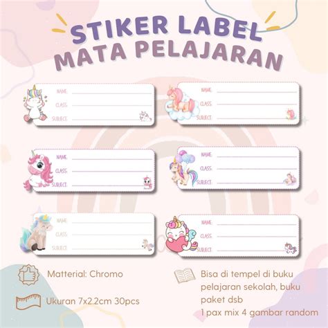 Jual Stiker Mata Pelajaran Unicorn Stiker Buku Sekolah Shopee Indonesia