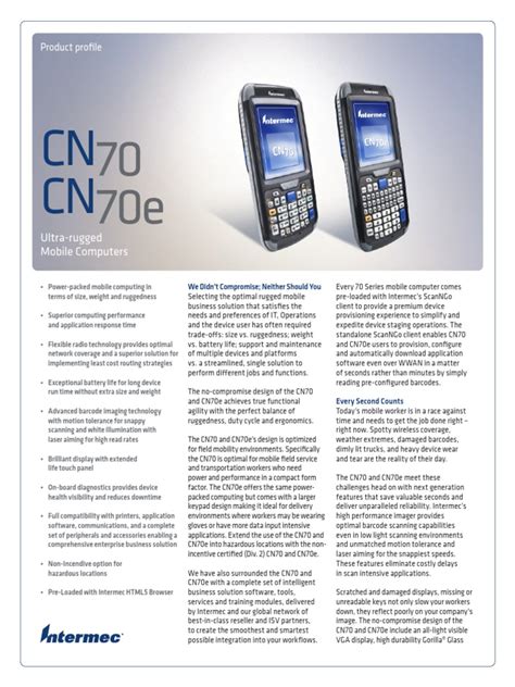 CN70-CN70e Product Specification | PDF