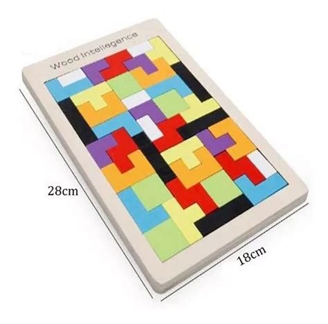 Juego Didáctico Rompecabezas Tetrix Tangram Puzzle Madera en venta en