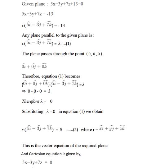 Find The Equation Of The Plane Passing Through The Origin And Parallel