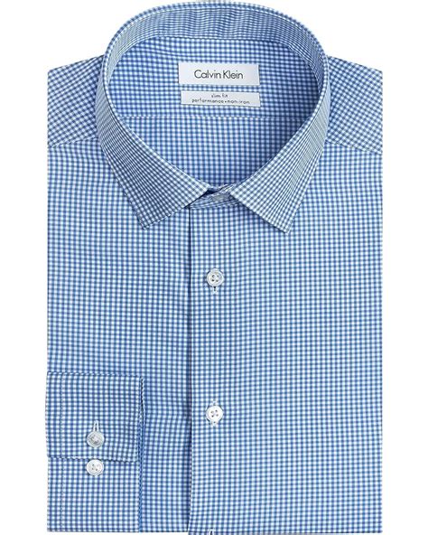 Men S Calvin Klein Dress Shirt Slim Fit Non Iron Gingham Zappos