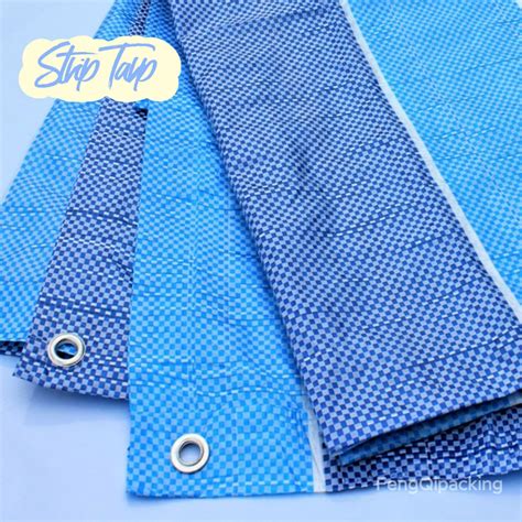 Ready Made Pe Tarpaulin Sheet Of Blue And White Color Strip Pe