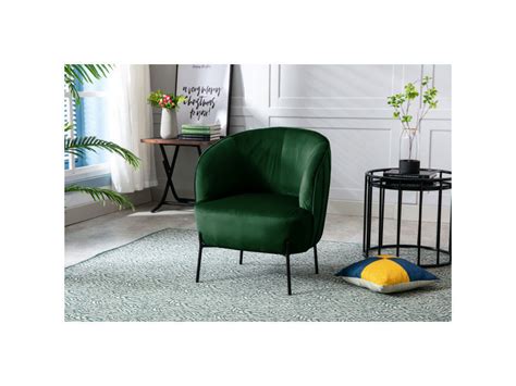 Cut Fauteuil Lounge En Velours Vert Sapin Et Pieds M Tal Noir Conforama