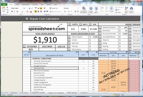 House Flipping Spreadsheet Free — Db