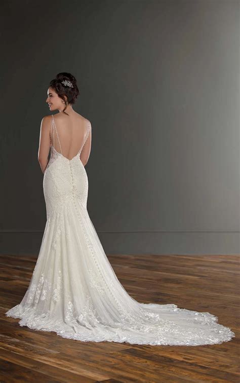 All Over Lace Fit And Flare Wedding Dress With Sheer Sides Martina