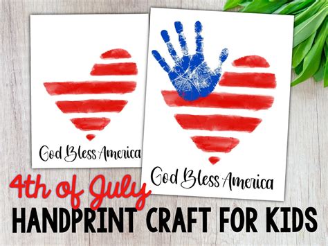 Flag Handprint Craft God Bless America Fourth Of July Handprint