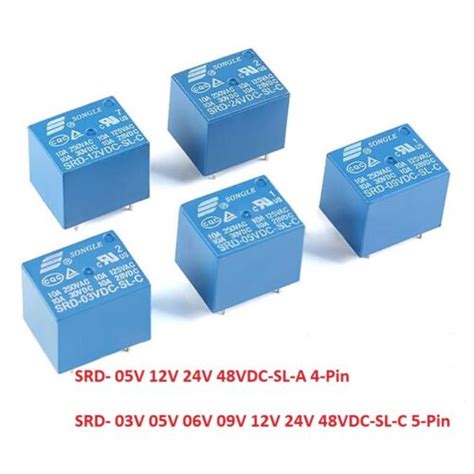 SONGLE Mini Power Relays SRD 03V 05V 09V 12V 24V 48VDC SL A SL C 4Pin