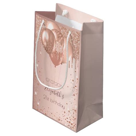 Birthday Party Rose Gold Blush Glitter Balloons Small T Bag Zazzle