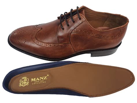 Manz Herren Business Leder Schuhe 141023 Budapester Derby Whisky Cognac