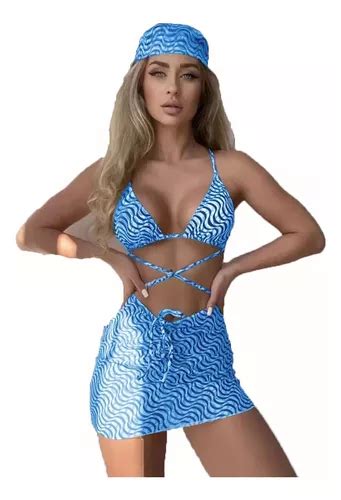 Traje De Baño Bikini Para Mujer Sexy Con Abrigo Piezas MercadoLibre