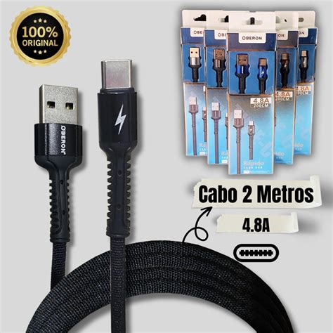 Cabo Tipo C Rápido 2 Metros USB TIPO C Transferência de Dados Turbo