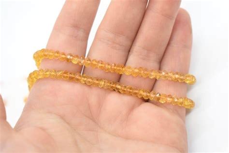 Citrine Heated Faceted Rondelle Gemstone Beads Mm Or Mm Strand