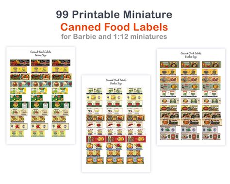 Miniature Printable Canned Food Labels Dollhouse Miniatures Etsy Canada