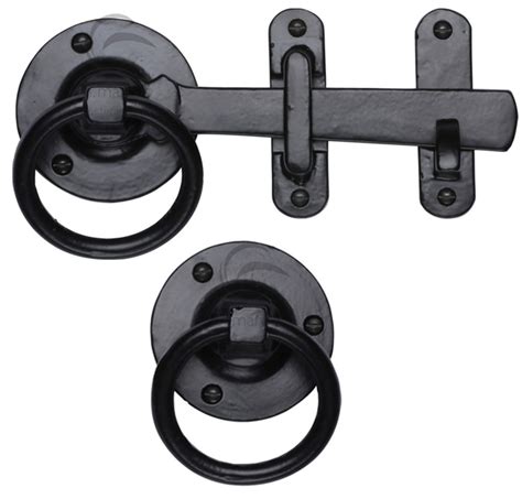 M Marcus Ring Gate Latch 170mm Length Smooth Black Iron FB541 From