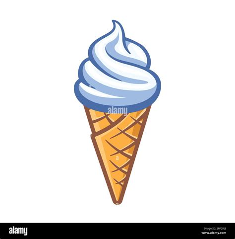 Simple Fun Cartoon Soft Serve Vanilla White Icecream In Waffle Cone