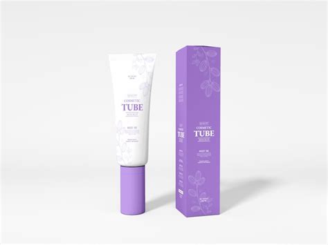 Premium Psd Glossy Plastic Cosmetic Tube Packaging Mockup