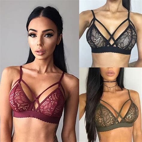 Szydełkowe Koronki Bralette Flower Biustonosze Push Up Biustonosz Strappy Floral Intimates