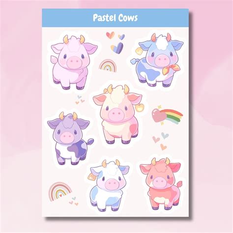 Cute Cow Print Stickers Etsy