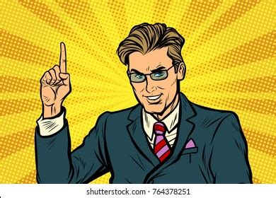 Businessman Pointing Finger Pop Art Retro Stock Illustration 764378251