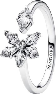 Pandora Sparkling Herbarium Cluster Open Ring Silver Transparent Pris