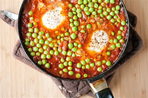 Portuguese Braised Peas With Eggs And Chourico Ervilhas Guisadas