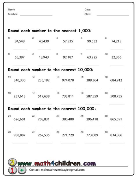 Rounding To The Nearest 1 000 10 000 And 100 000 Worksheet For 4th 5th Grade Lesson Planet