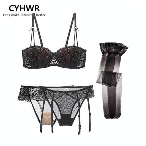 Cyhwr Womens Sexy Ultra Thin Lace Half Cup Lingerie Gather Bras Push