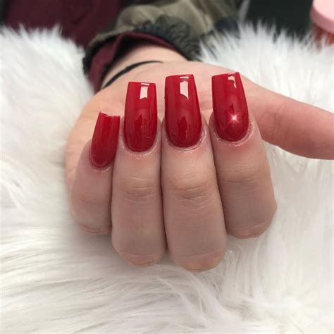 Red Acrylic Nails Tapered Square Magdalena Encore