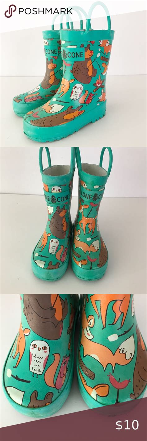 Children's Rain Boots Teal Woodland Animals 5 Cute | Kids rain boots, Boots, Rain boots