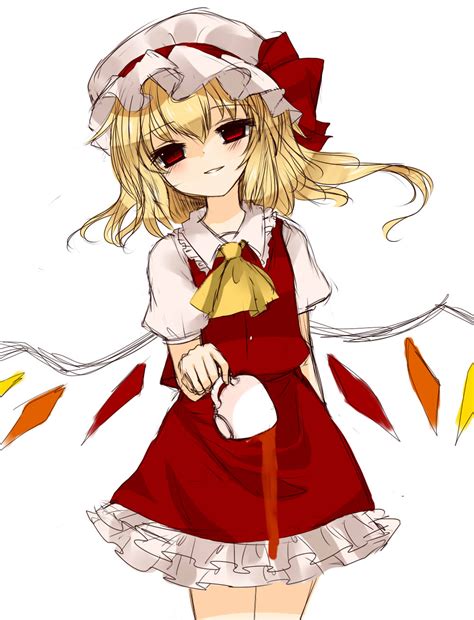 Safebooru 1girl Bent Over Blonde Hair Bow Cup Flandre Scarlet Half