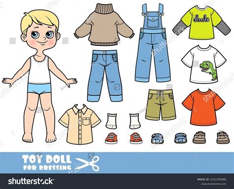 Cartoon Boy Blond Hair Clothes Separately Stock Vector Royalty Free