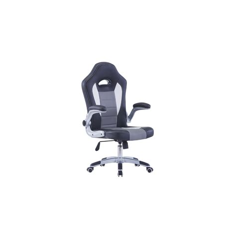 Fauteuil De Bureau Simili Cuir Noir Et Gris Racing Prix Carrefour