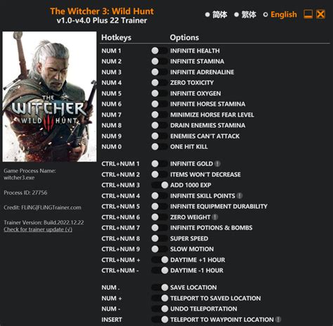 The Witcher Wild Hunt Trainer Latest Version